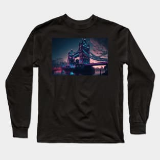 Tower Bridge Cyberpunk style Long Sleeve T-Shirt